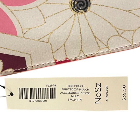NWT Chico's Pink Floral Zipper Wristlet - Picture 3 of 4